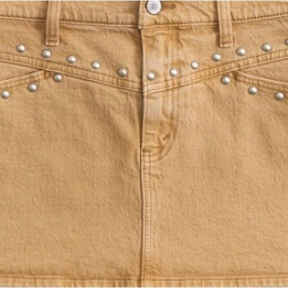 Abercrombie & Fitch Curve Love Tan Studded Mini Skirt - Picture 5 of 16